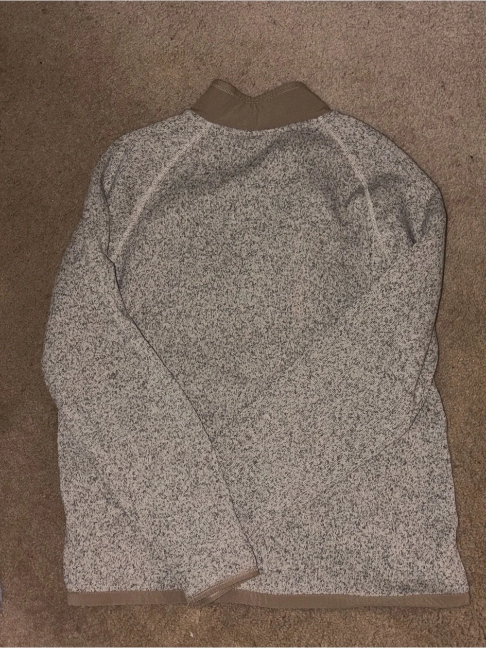 The North Face Heathered Cream and Tan Quarter-Zip Pullover